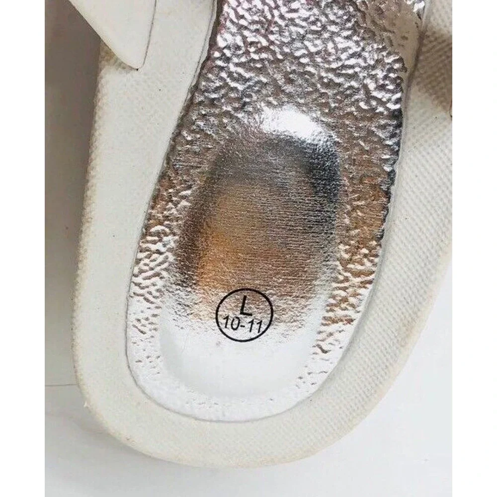 Womens White Rubber Colorful Beaded Thong Waterproof Flip‎ Flop Sandals L 10/11